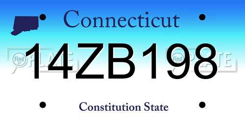 14ZB198 Connecticut License Plate