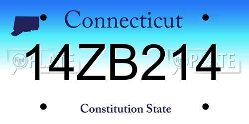 14ZB214 Connecticut License Plate