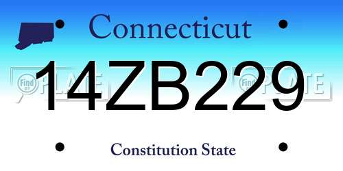 14ZB229 Connecticut License Plate