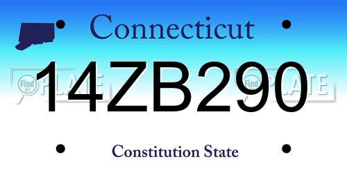 14ZB290 Connecticut License Plate
