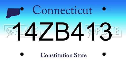 14ZB413 Connecticut License Plate