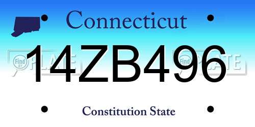 14ZB496 Connecticut License Plate