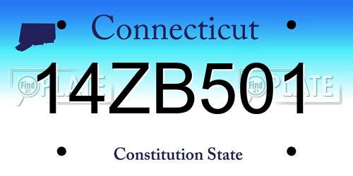14ZB501 Connecticut License Plate