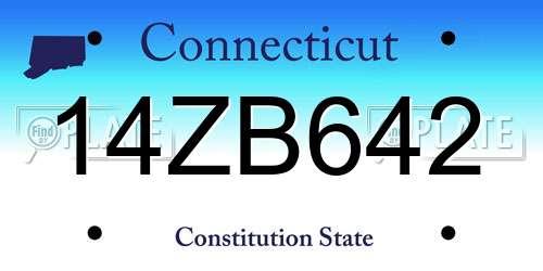 14ZB642 Connecticut License Plate