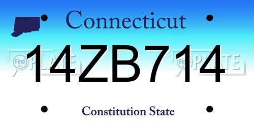 14ZB714 Connecticut License Plate