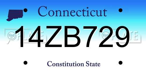 14ZB729 Connecticut License Plate