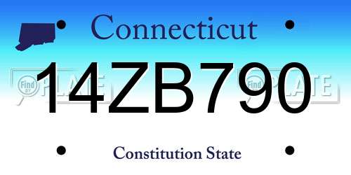 14ZB790 Connecticut License Plate