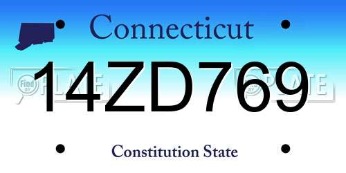 14ZD769 Connecticut License Plate
