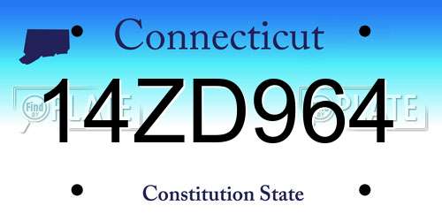 14ZD964 Connecticut License Plate