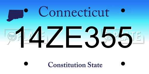 14ZE355 Connecticut License Plate