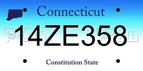 14ZE358 Connecticut License Plate