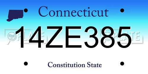 14ZE385 Connecticut License Plate
