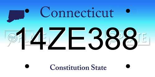 14ZE388 Connecticut License Plate