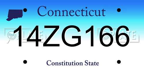 14ZG166 Connecticut License Plate