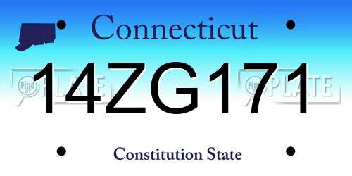 14ZG171 Connecticut License Plate