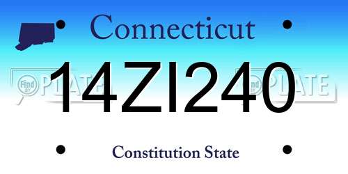 14ZI240 Connecticut License Plate