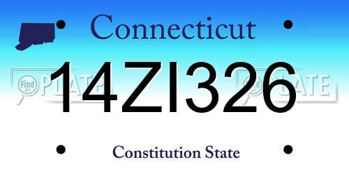 14ZI326 Connecticut License Plate