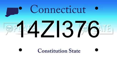 14ZI376 Connecticut License Plate