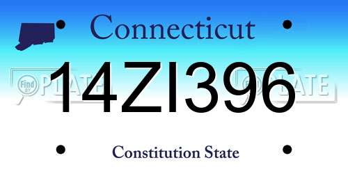 14ZI396 Connecticut License Plate