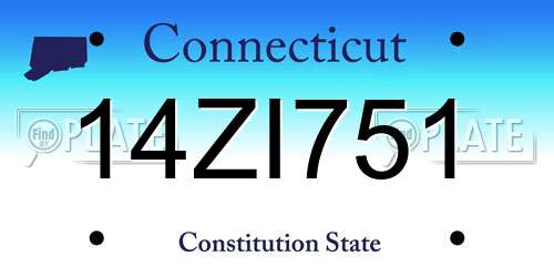14ZI751 Connecticut License Plate