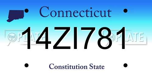 14ZI781 Connecticut License Plate