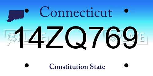 14ZQ769 Connecticut License Plate