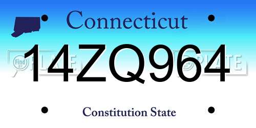 14ZQ964 Connecticut License Plate