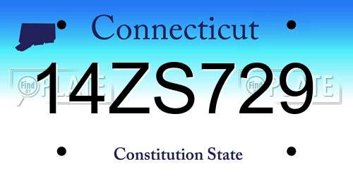 14ZS729 Connecticut License Plate