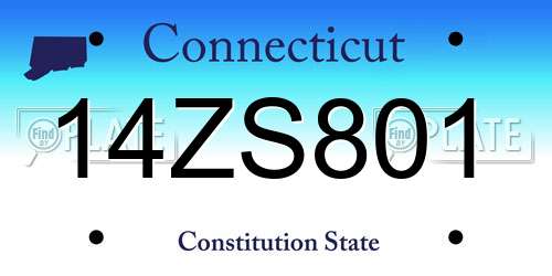 14ZS801 Connecticut License Plate