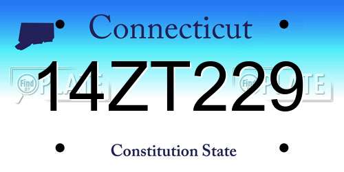 14ZT229 Connecticut License Plate