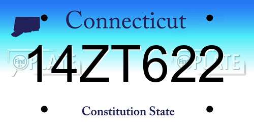 14ZT622 Connecticut License Plate