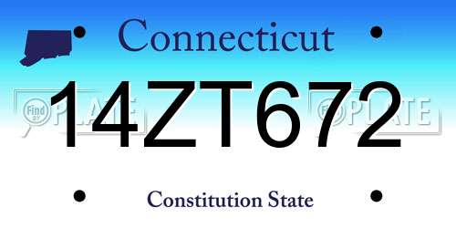 14ZT672 Connecticut License Plate