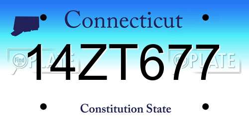 14ZT677 Connecticut License Plate