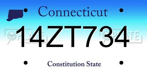 14ZT734 Connecticut License Plate