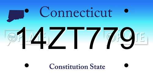 14ZT779 Connecticut License Plate