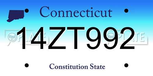 14ZT992 Connecticut License Plate