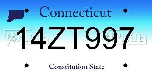14ZT997 Connecticut License Plate