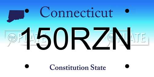 150RZN Connecticut License Plate
