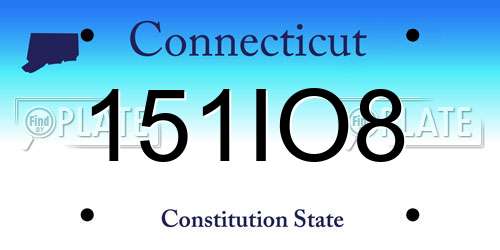 151IO8 Connecticut License Plate