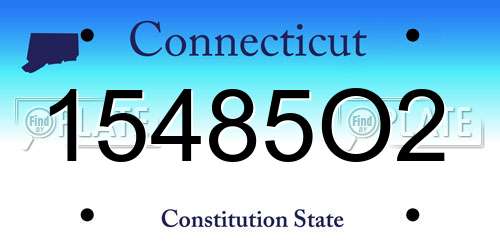 15485O2 Connecticut License Plate