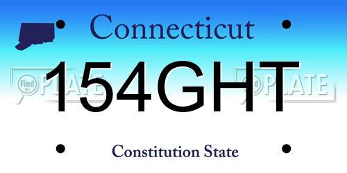 154GHT Connecticut License Plate