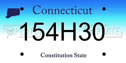 154H30 Connecticut License Plate
