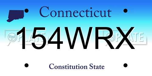 154WRX Connecticut License Plate
