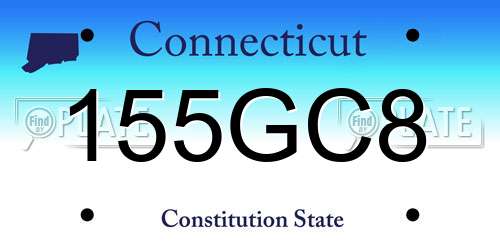 155GC8 Connecticut License Plate