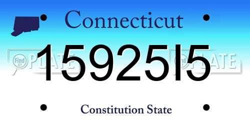 15925I5 Connecticut License Plate