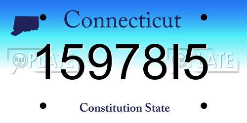 15978I5 Connecticut License Plate