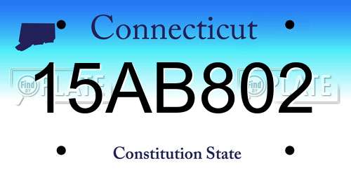 15AB802 Connecticut License Plate