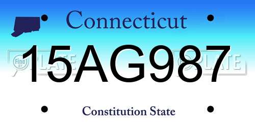 15AG987 Connecticut License Plate