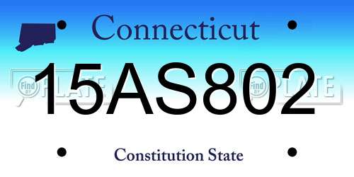 15AS802 Connecticut License Plate