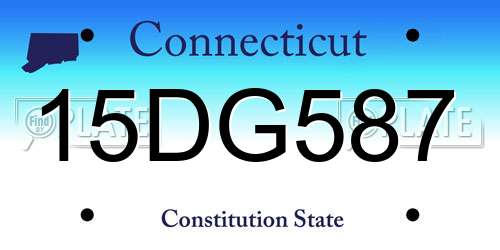15DG587 Connecticut License Plate